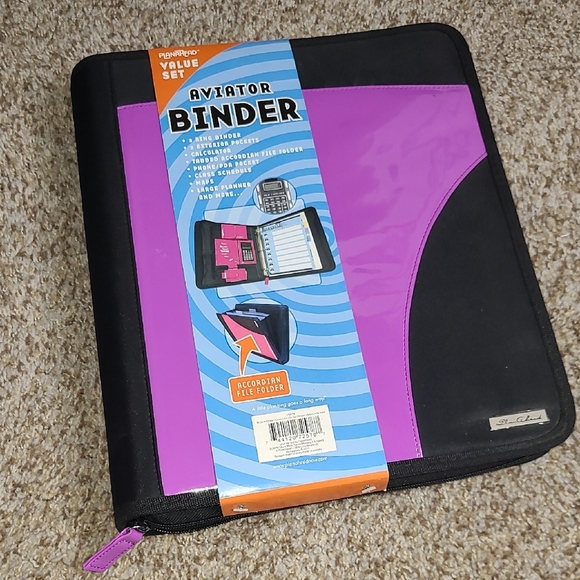 Plan Ahead Purple and Black Aviator Binder - Picture 1 of 7